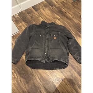 Carhartt Berwick Fleece Lined Canvas Work Jacket Black Gray 101230-001 Men’s XL